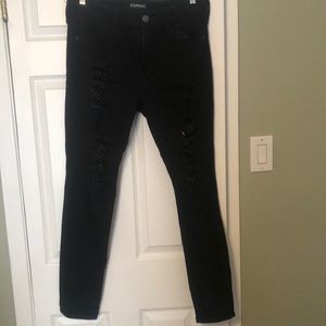 Express distressed black jeans